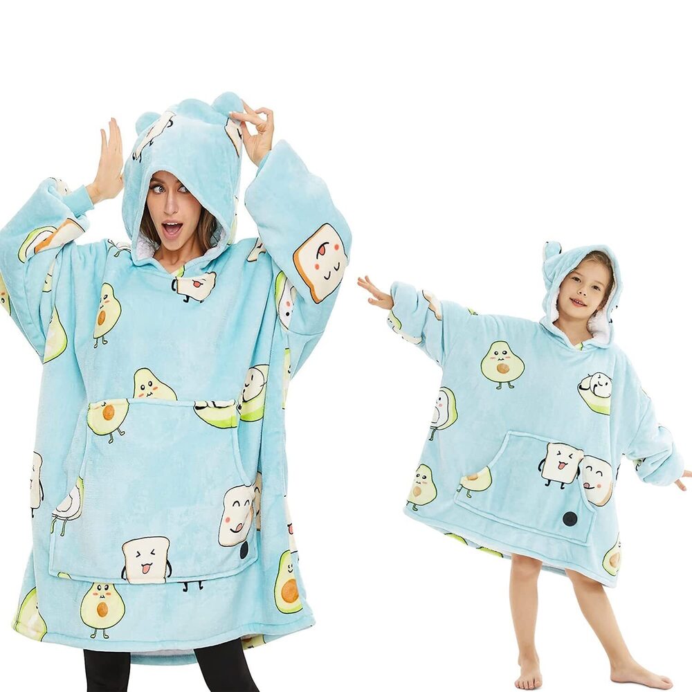 6423 Adult Blanket Hoodie & Kid Blanket Hoodie Set, Oversized Sherpa